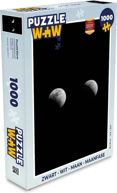 Puzzel Zwart - Wit - Maan - Maanfase - Ruimte - Legpuzzel - Puzzel 1000 stukjes volwassenen