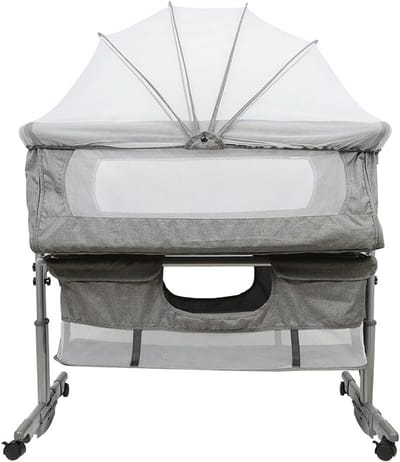 Veilig Babybed met Wieltjes en Muggennet - Bijzetbed & Reiswieg 0-36 Maanden
