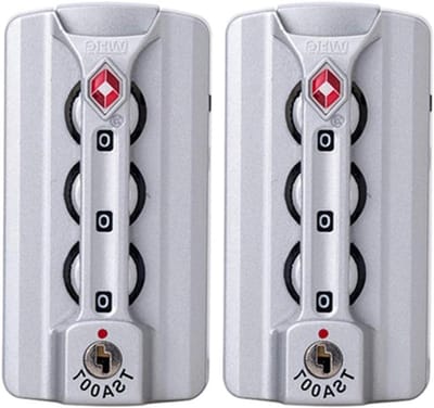 Koffersloten Set - Bagageslot Combinatie - Reis Veiligheid - Herinstelbaar Combinatieslot - 40 MM x 77 MM - Zilver