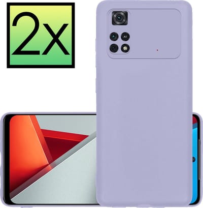 Hoesje - 2 Stuks - Geschikt voor Xiaomi Poco X4 Pro 5G - Sterk & Shockproof - Case Siliconen - Back Cover - Telefoon Hoes - Lila