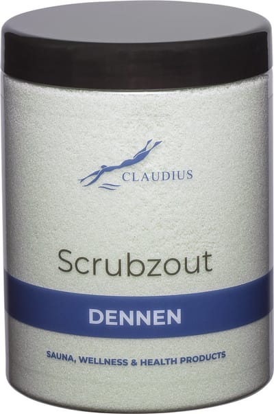 Scrubzout Dennen in handige pot - 1250 gram - met zwarte deksel - Hydraterende Lichaamsscrub