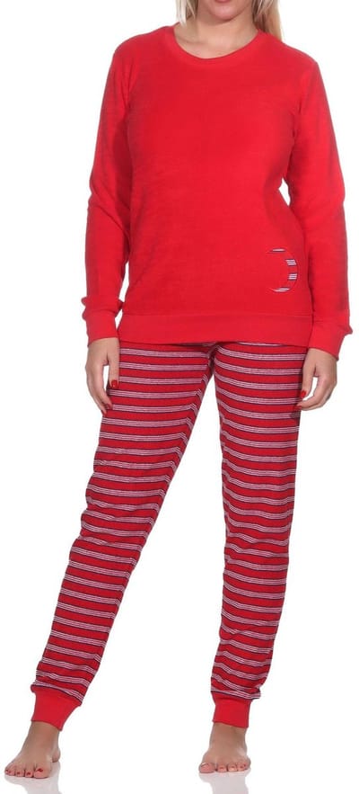 Normann damespyjama badstof met lange mouwen en manchetten - pyjama ook in oversize