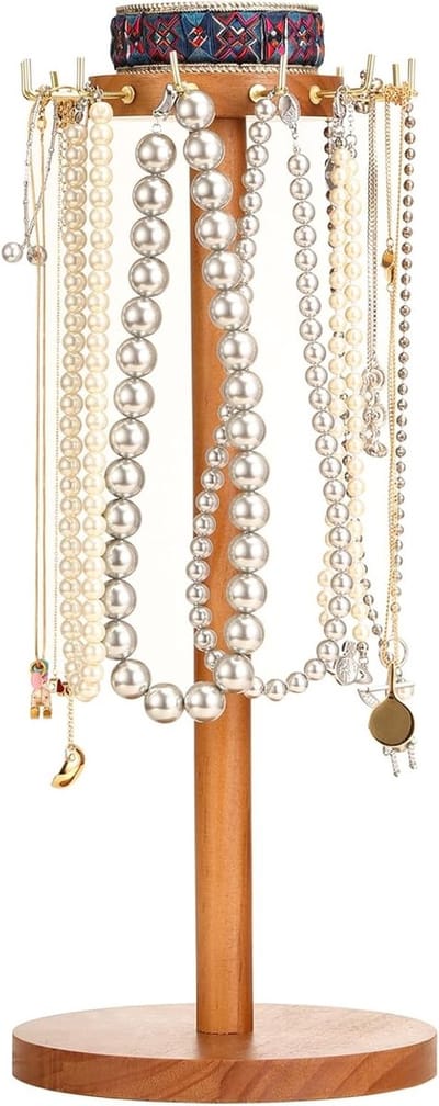 Houten Sieraden Organizer voor Kettingen, Oorbellen en Armbanden - Elegante Display Toren voor Sieradenopslag