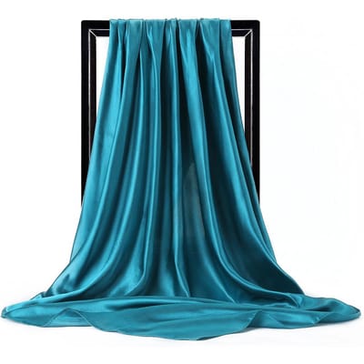 Luxe Merk Zijden Sjaal Dames Satijn Effen Kleur Hijab Sjaals Moslim Pareo Bandana Vrouwelijke Sjaal Wikkel Hoofdband Foulard 90*90cm One Size black