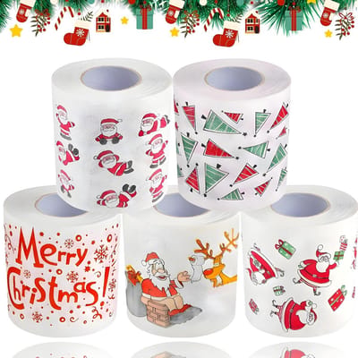 Kerst toilet papier 5 rollen - Grappig toilet papier met kerst ontwerp voor feestelijke sfeer