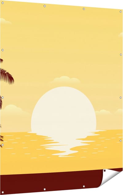 Gards Tuinposter Zonsondergang met Palmbomen - Abstract - 120x160 cm - Tuindoek - Tuindecoratie - Wanddecoratie buiten - Tuinschilderij
