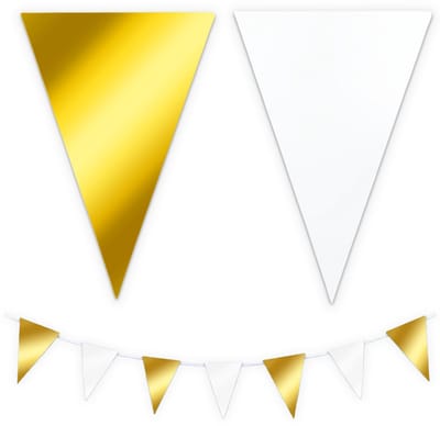 BTH - Slingers - Goud-Wit - Slingers Verjaardag - Vlaggenlijn - Verjaardag Versiering - Verjaardag - Vlaggetjes - 1 Stuk