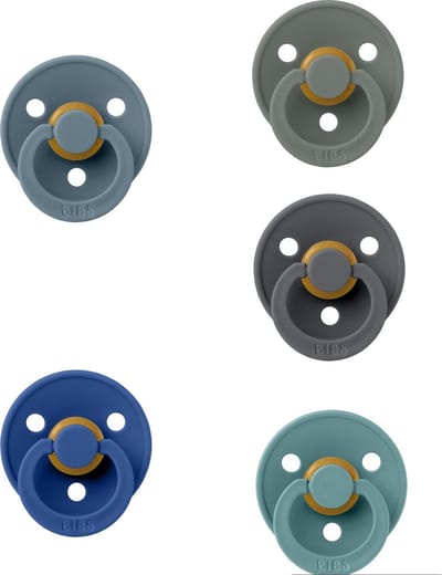 Bibs fopspenen 0-6 maand set 5 stuks Petrol,Island Sea,Pine,Cornflower en Iron maat 1