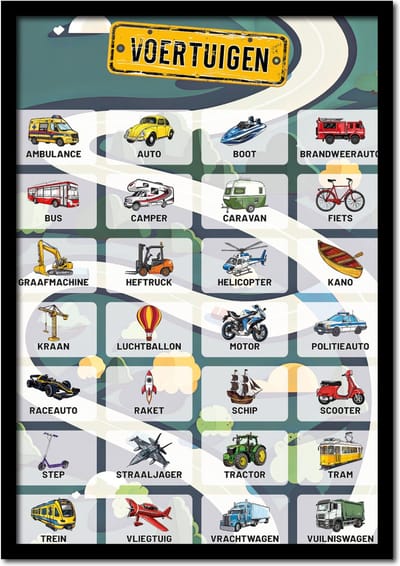 Poster eerste woordjes leren - voertuigen 21cm x 30cm (A4)