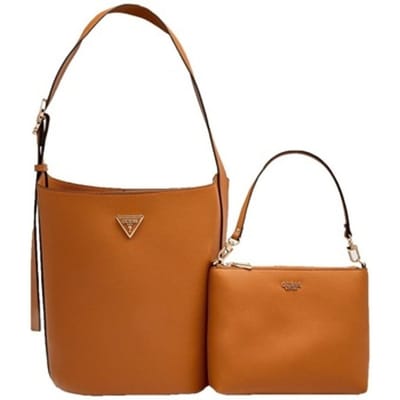 GUESS schoudertas accessoiretas Meridian II Bucket Bag Cognac bruine