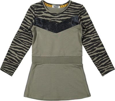 DJ Dutchjeans meisjes jurk Animal Army Green - Maat 134