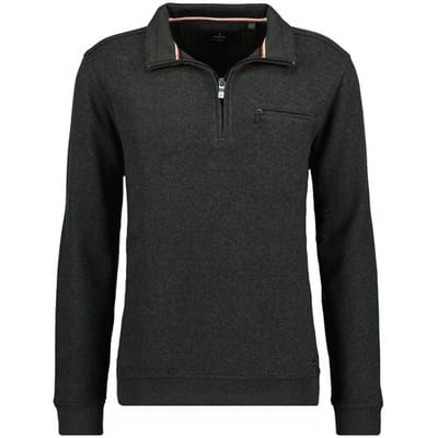 Ragman Trui Troyer Zip Collar Chest Pocket Donker Groen / male