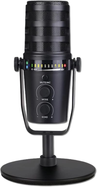 USB Condensator Microfoon - Opname Microfoon - Podcasting Streaming - Snel Dempen Volume - 26 x 12 x 11 cm