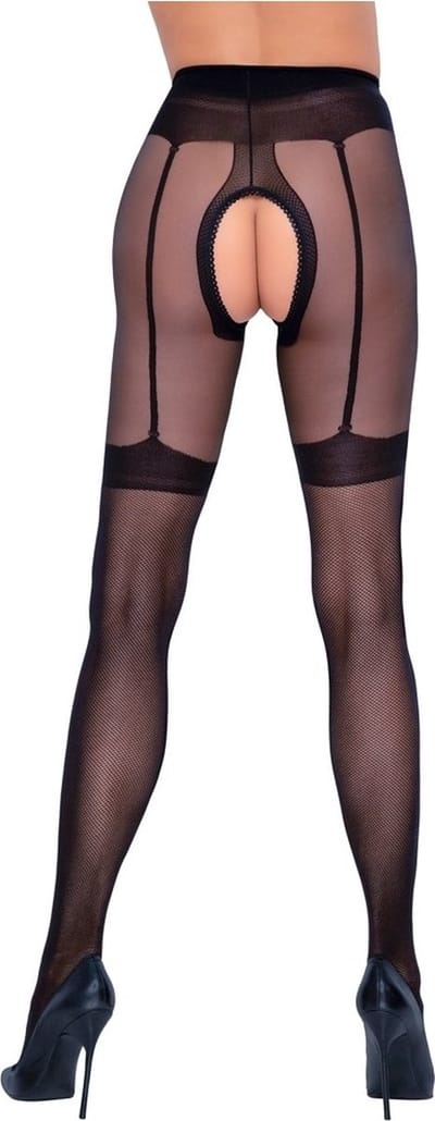 Sexy Open Panty met Faux Jarretel Uitstraling Maat XL