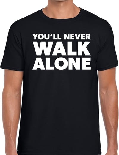 You'll never walk alone tekst t-shirt zwart heren - heren fun tekst shirt You'll never walk alone S