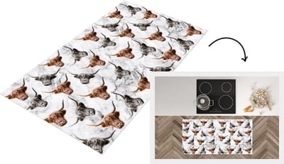 Keukenloper - Loper keuken - Schotse hooglander - Dieren - Patroon - 120x60 cm - Keukenloper vinyl