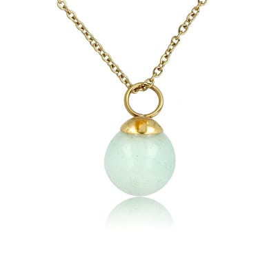 My Bendel - Zilverkleurige Ketting met Ronde Amazonite Edelsteen - met Luxe Cadeauverpakking | Sieraden Voor Dames