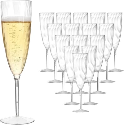 Elegante Transparante Plastic Champagneglazen van 180 ml voor Bruiloften, Feesten en Picnics - Set van 32 Stuks