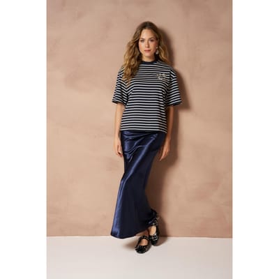 Rok Isel - Uni Satin Maxi Skirt | Dark Blue