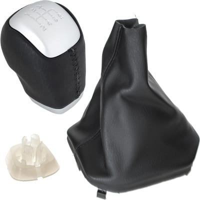 Modecar - Versnellingsknop - Land Rover Evoque 6 Snelheden - Zilver en Zwarte Bekleding - 12 mm Montagegat