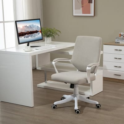 OKWISH Bureaustoel 62 X 69 X 92 Tot 100 Cm - Ergonomisch Met Lendensteun En Hoogteverstelling - Thuiswerkplek - Polyester - Beige