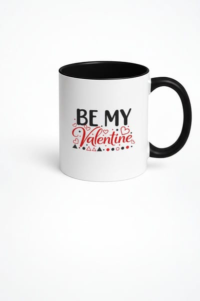 Be My Valentine Mok - Romantische Valentijn Koffiemok Wit Zwart met Hartjes