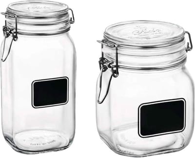 Set van 2x stuks weckpotten/inmaakpotten met krijtplaatje 750 ml - 1,5 liter - D 10,6 cm