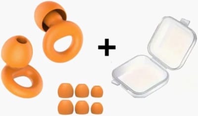 Oordoppen voor Slapen - Earplugs - Reizen - Overprikkeling - Earplugs - Oranje - SNR 26 dB Demping - Inclusief Opbergdoosje - Festival Oordopjes - Herbruikbare Gehoorbescherming - Oordoppen Slapen Siliconen - 8 Dop