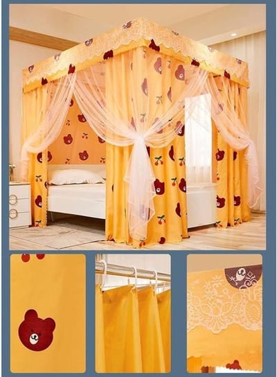 Bedhemel Luifel - Muggennet Gordijn - Slaapkamer Decoratie - Roestvrijstalen Beugel - Twin Queen - F