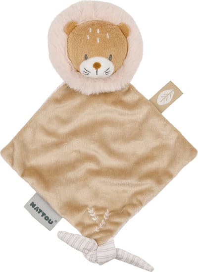 Nattou FLO, ERNEST & OLI Mini Knuffeldoekje - Leeuw - 19 cm - Bruin