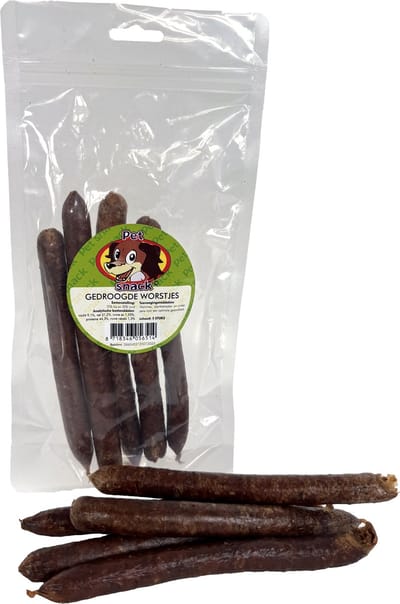 Petsnack Gedroogde Worstjes - Honden Traktatie Kip Rund - 5 Stuks, Natuurlijke Snacks, Gezonde Beloningen