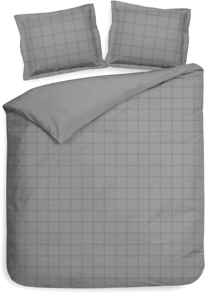 Heckettlane Dekbedovertrek Diamante - Bedlinnen - Tweepersoons - 200x200-220 cm - Grijs - Dekbedovertrek van 100% Katoen-Satijn