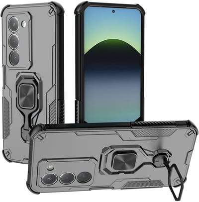 MobyDefend Hoesje - Geschikt voor Xiaomi Redmi 15 5G - Dubbelgelaagde Pantsercase Met Standaard - Zilvergrijs