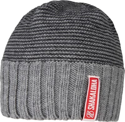 Shakaloha Gebreide Wollen Muts Heren & Dames Beanie Hat van merino wol zonder voering - Brul Beanie Mrn GreyBlck Unisex - One Size Wintermuts