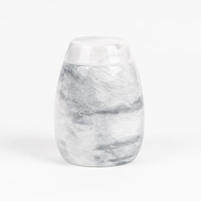 Natuursteen Urn Middel 750 ml Marmer Wit Grijs - Urn voor Menselijke As - Crematie Urn voor As Volwassenen - Dieren Urn voor As Crematie - Urn Hond - Urn Kat