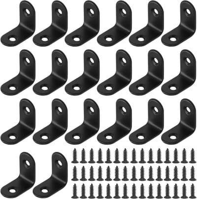 Set van 20 Stuks 25mm Zwarte L-Beugels voor Hoekverbindingen - Perfect voor Meubels, Boekenplanken en Kasten