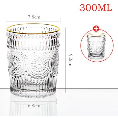 Anaglyph Glazen Kop Transparant Hoge Temperatuurbestendigheid Verdikte Glazen Kopjes Retro Zonnebloem Patroon Glazen Drinkware 2pcs