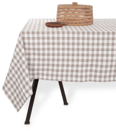 Tiseco - Tafelkleed GINGHAM - Katoen - Geblokt - 150x250 cm, taupe