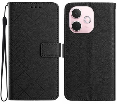Coverup Hoesje - Geschikt voor OPPO A5 Pro 5G Hoesje - Coverup Rhombus Book Case - Zwart