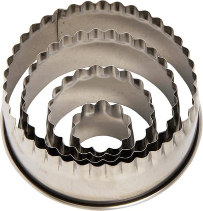 Koekjes Snijders - Bakvormen Rond - Koekjes Bakken - Gegolfde Rand - 4 Stuks - Zilver