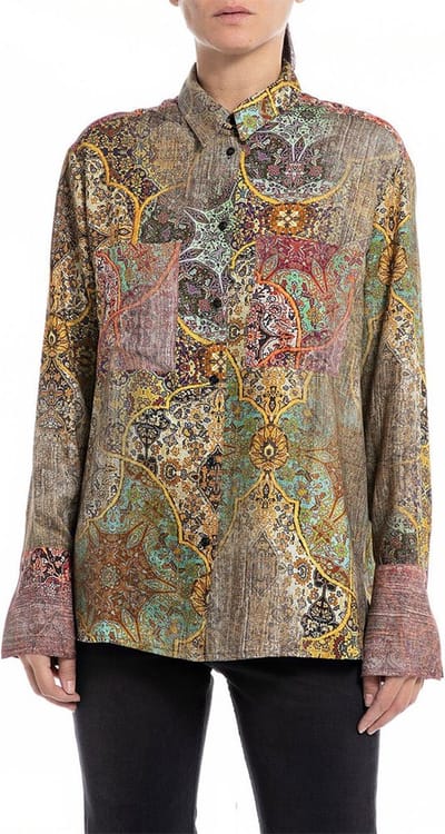 Replay W2121 .000.10332 Blouse Met Lange Mouwen Veelkleurig XS Vrouw