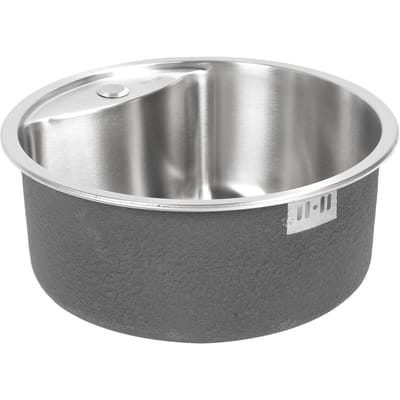 Ronde Barspoelbak 45x45x20cm 304 RVS Enkele Bak Spoelbak met Kraangat voor Keuken Badkamer gray