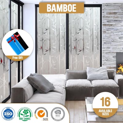 ZIA'S & CO-Raamfolie HR++ 60x300cm - Zonwerend & Isolerend - Statisch - Bamboe