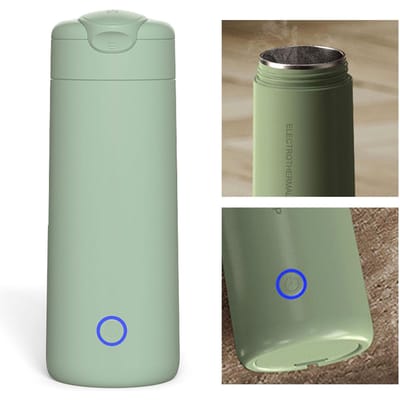 Tasse à eau chauffante électrique portable de voyage Tasse chauffante automatique Mini bouilloire électrique CN vert olive