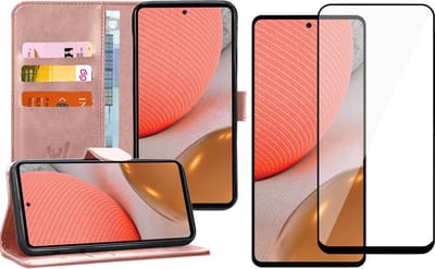 Hoesje geschikt voor Samsung Galaxy A72 - Book Case Kunstleer Wallet - Roségoud - Met Full Screenprotector