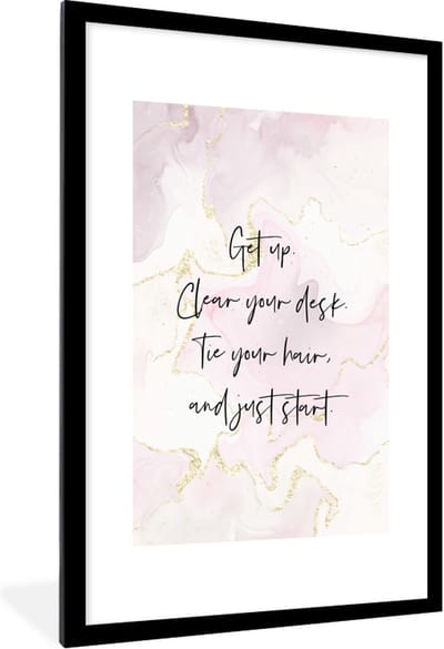 Fotolijst incl. Poster - Bureau - Student - Motivatie - Quotes - Marmer - 60x90 cm - Posterlijst