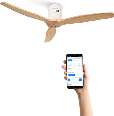 CREATE - Plafondventilator 40W silent Ø132 cm - Met Wifi - Met Afstandsbediening - 6 Snelheden - Timer - Zomer/Winter functie - Wit - WIND CALM