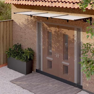 Deurluifel Polycarbonaat - Overkapping Entree - Bescherming Buiten - Stabiele Aluminium Constructie - 2975 x 90 cm - Transparant
