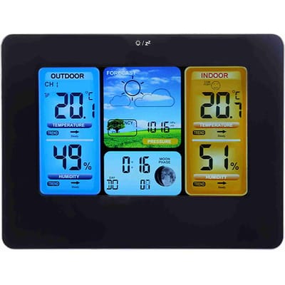 Station météo numérique sans fil LCD, horloge, thermomètre, humidité intérieure et extérieure Type 2