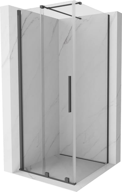 Mexen Velar douchescherm schuifdeur 90 x 90 , transparant, geborsteld geweergrijs - 871-090-090-01-66